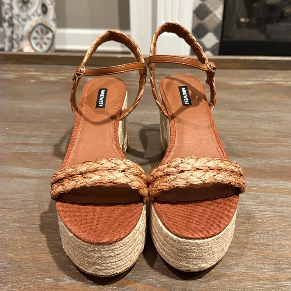 Nine West Espadrille Platform Sandals Size‎ 12 Tan Boho Summer Wedge New NWOB